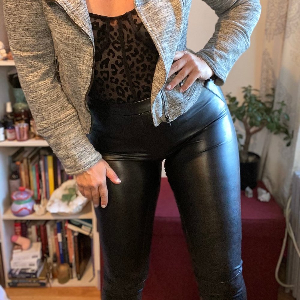 Black Vegan Pleather Leggings